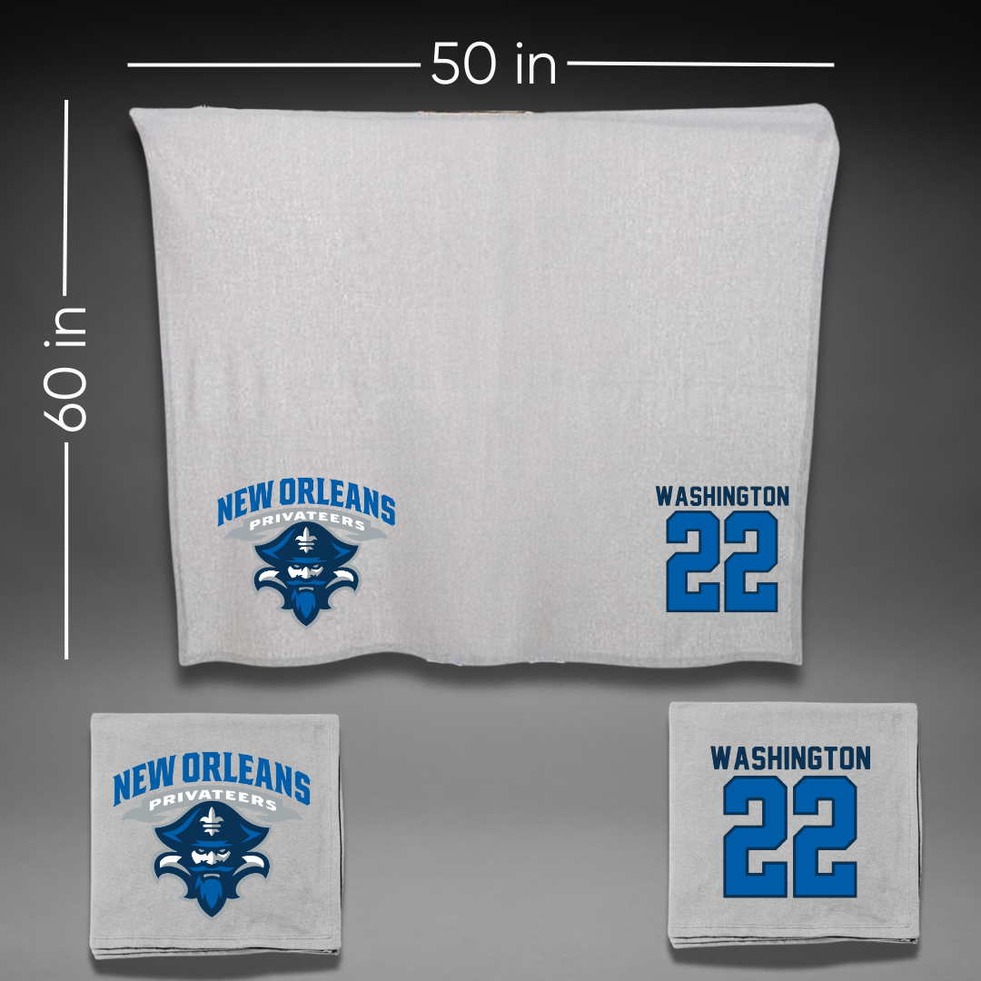 University of New Orleans Basketball Gray Blanket - #22 Darrius Washington