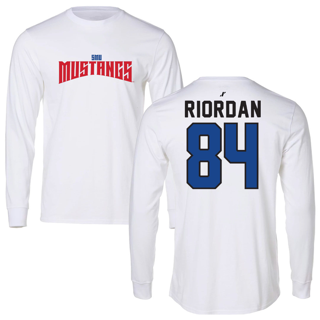 Southern Methodist University Football White Classic Long Sleeve - #84 Tripp Riordan