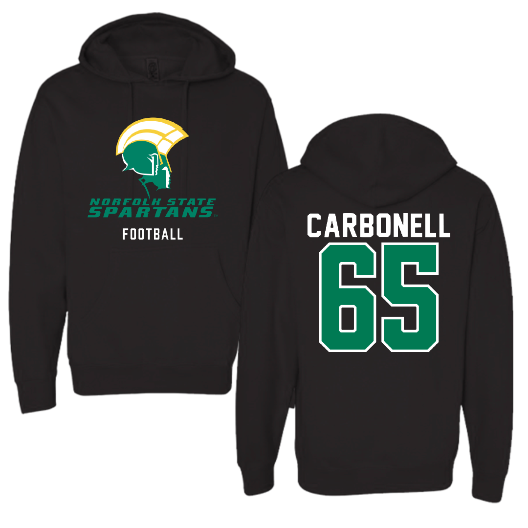 Norfolk State University Football Black Hoodie - #65 Juwuan Carbonell