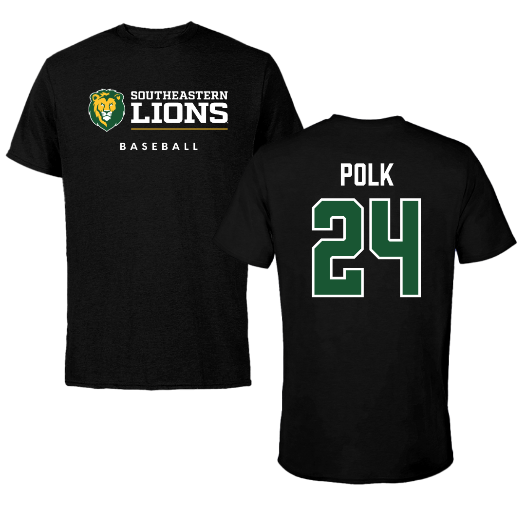 Southeastern Louisiana University Baseball Black Performance Tee - #24 Lakin Polk