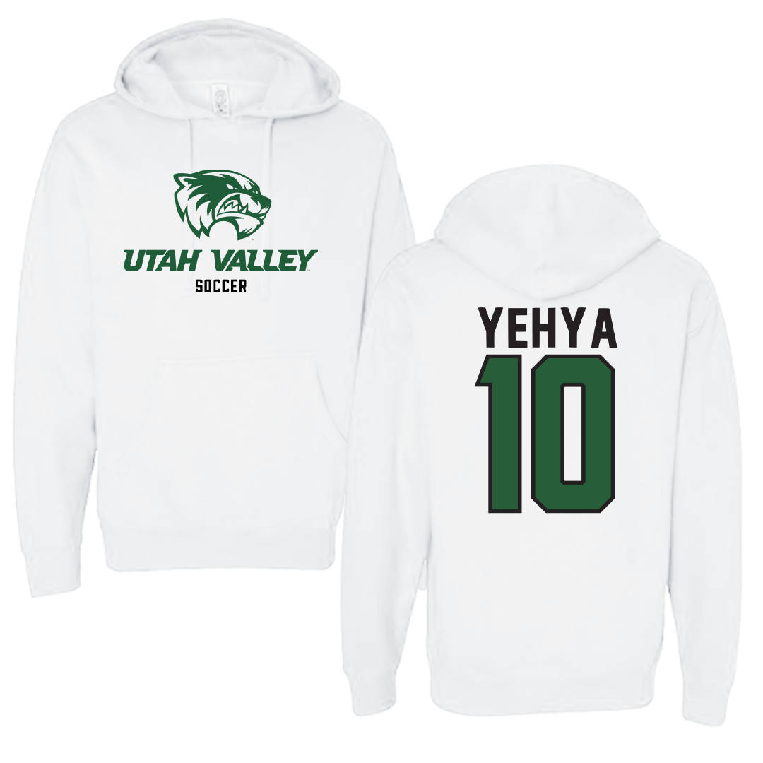 Utah Valley University Soccer White Classic Hoodie - #10 Omar Yehya