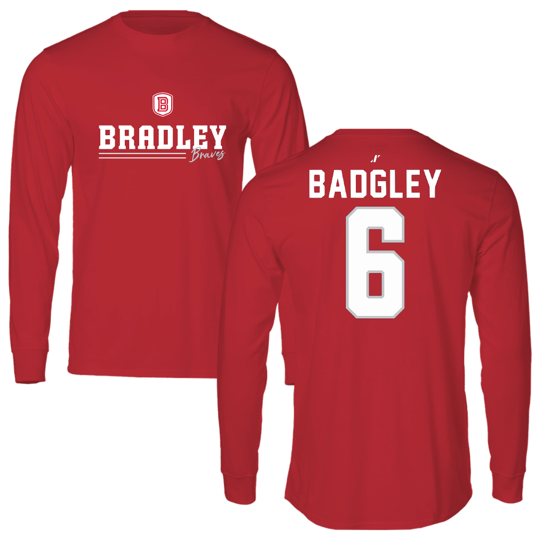 Bradley University Softball Red General Long Sleeve - #6 Abbott Badgley