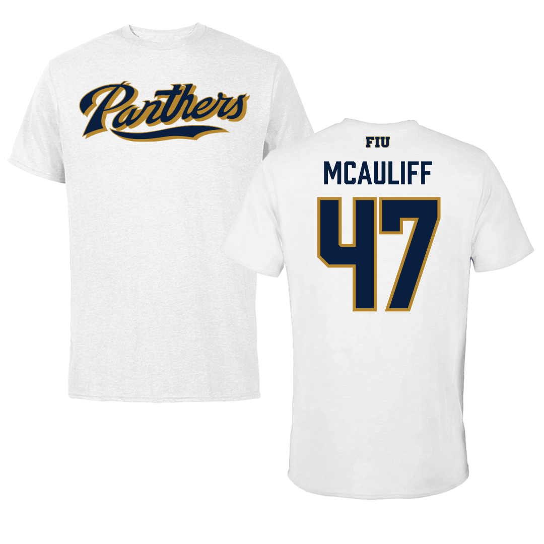 Florida International University Baseball White Performance Tee - #47 Daniel McAuliff