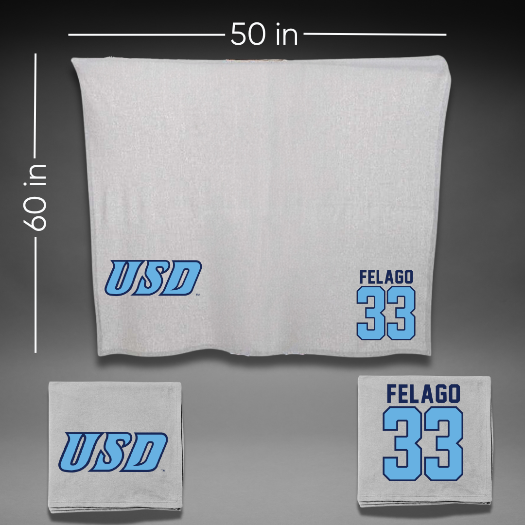 University of San Diego Football Gray Blanket - #33 Nick Felago