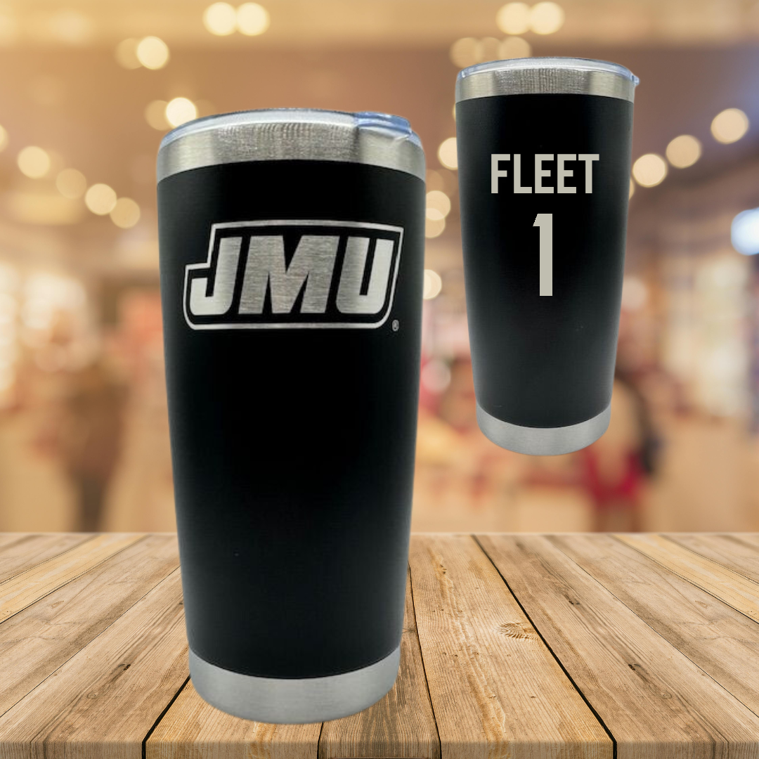 James Madison University Softball Black Stainless Steel Tumbler - #1 Kirsten Fleet