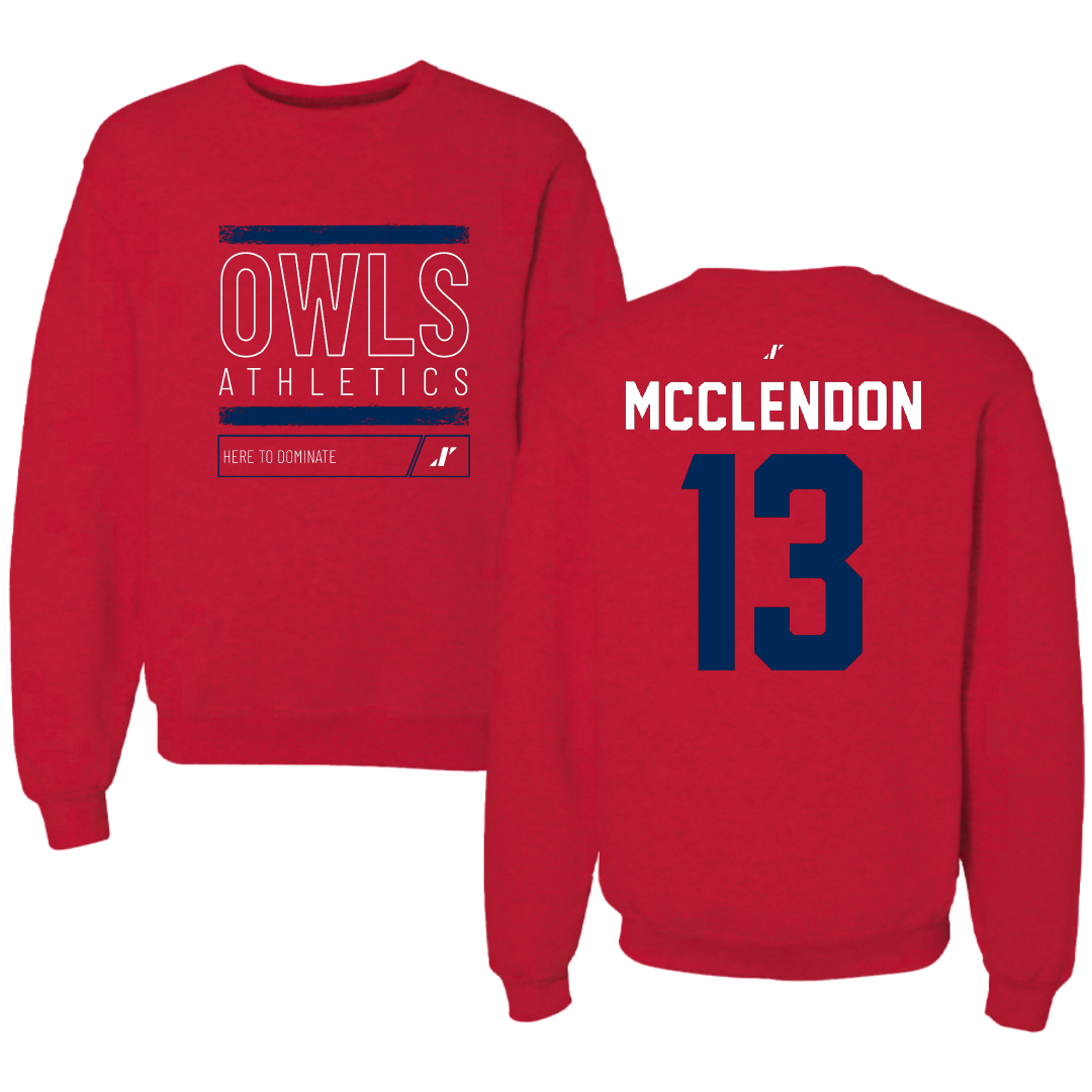 Florida Atlantic University Football Red Dominate Crewneck - #13 Darius McClendon