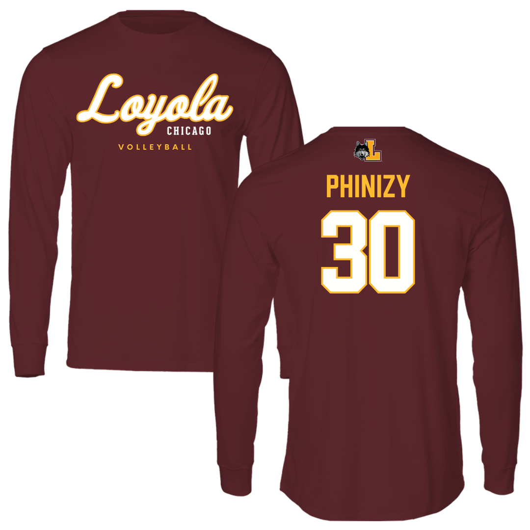 Loyola University-Chicago Volleyball Maroon Block Long Sleeve - #30 Liam Phinizy