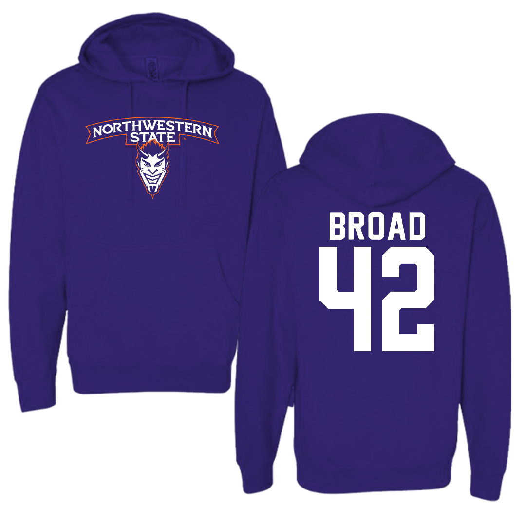 Northwestern State University Football Purple Hoodie - #42 Matthew Broad