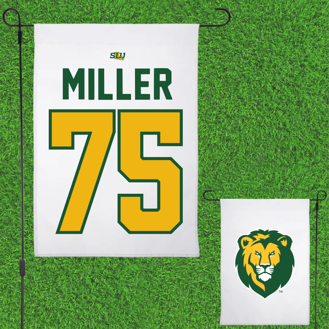 Southeastern Louisiana University Football White Garden Flag - #75 Blakeley Miller