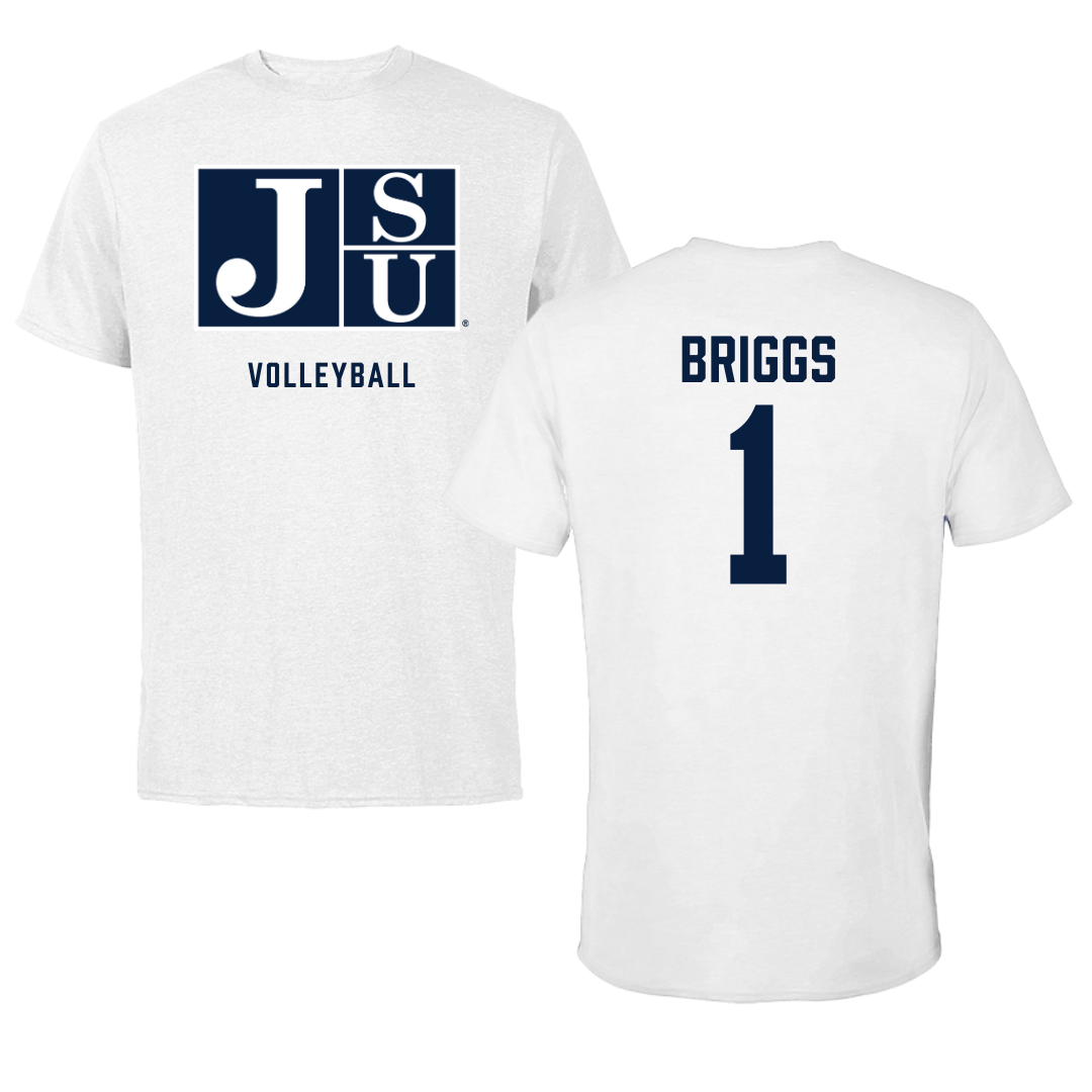 Jackson State University Volleyball White Tee - #1 Hope Briggs