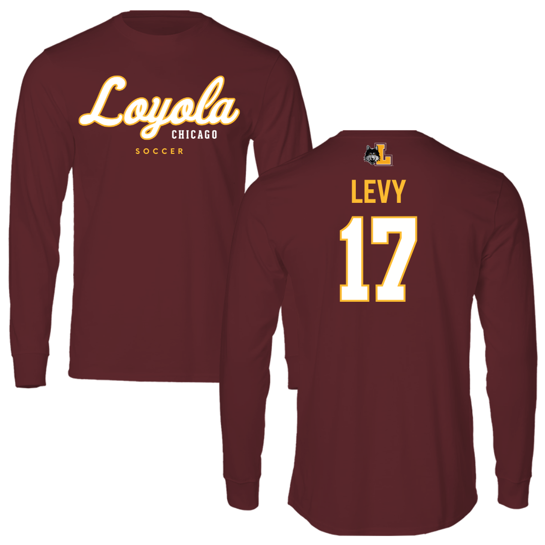 Loyola University-Chicago Soccer Maroon Block Performance Long Sleeve - #17 Dylan Levy