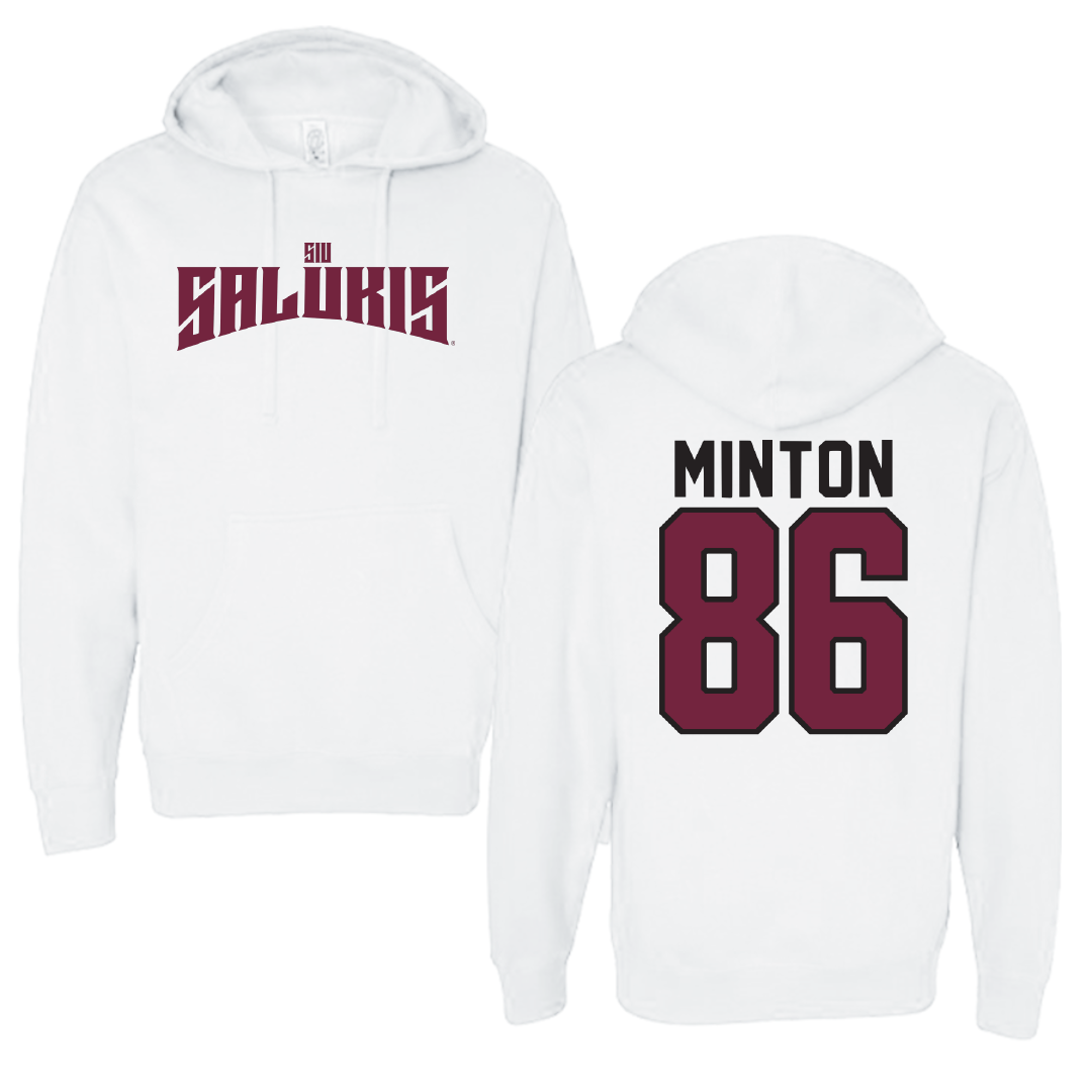 Southern Illinois University at Carbondale Football White Classic Hoodie - #86 Logan Minton