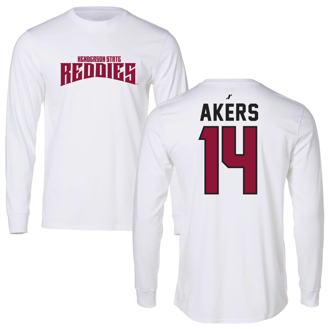 Henderson State University Softball White Classic Long Sleeve - #14 Hilary Akers