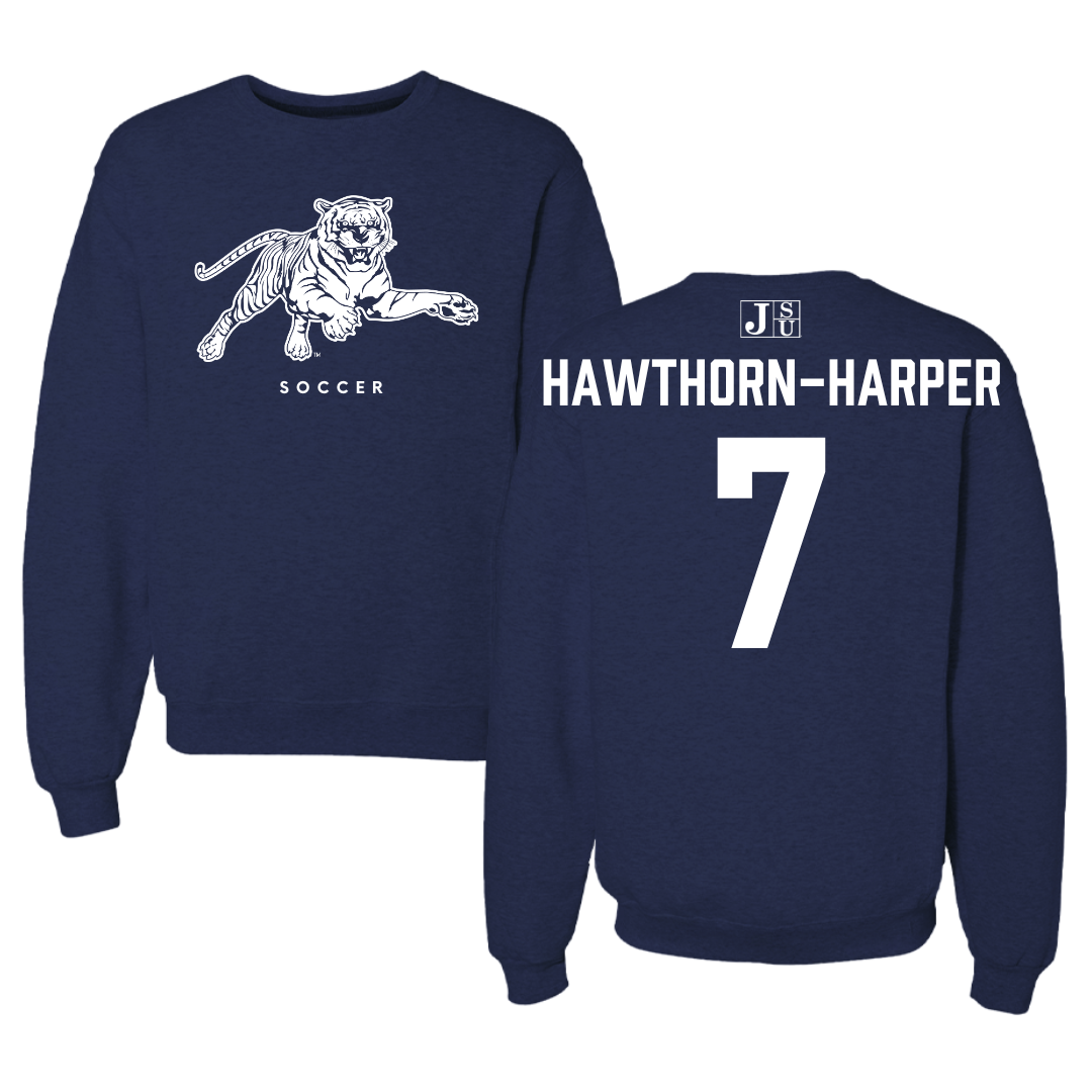 Jackson State University Soccer Navy Crewneck - #7 Ryanne Hawthorn-Harper
