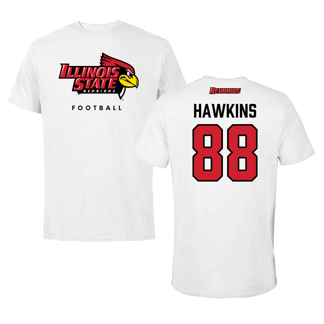 Illinois State University Football White Performance Tee - #88 Nick Hawkins