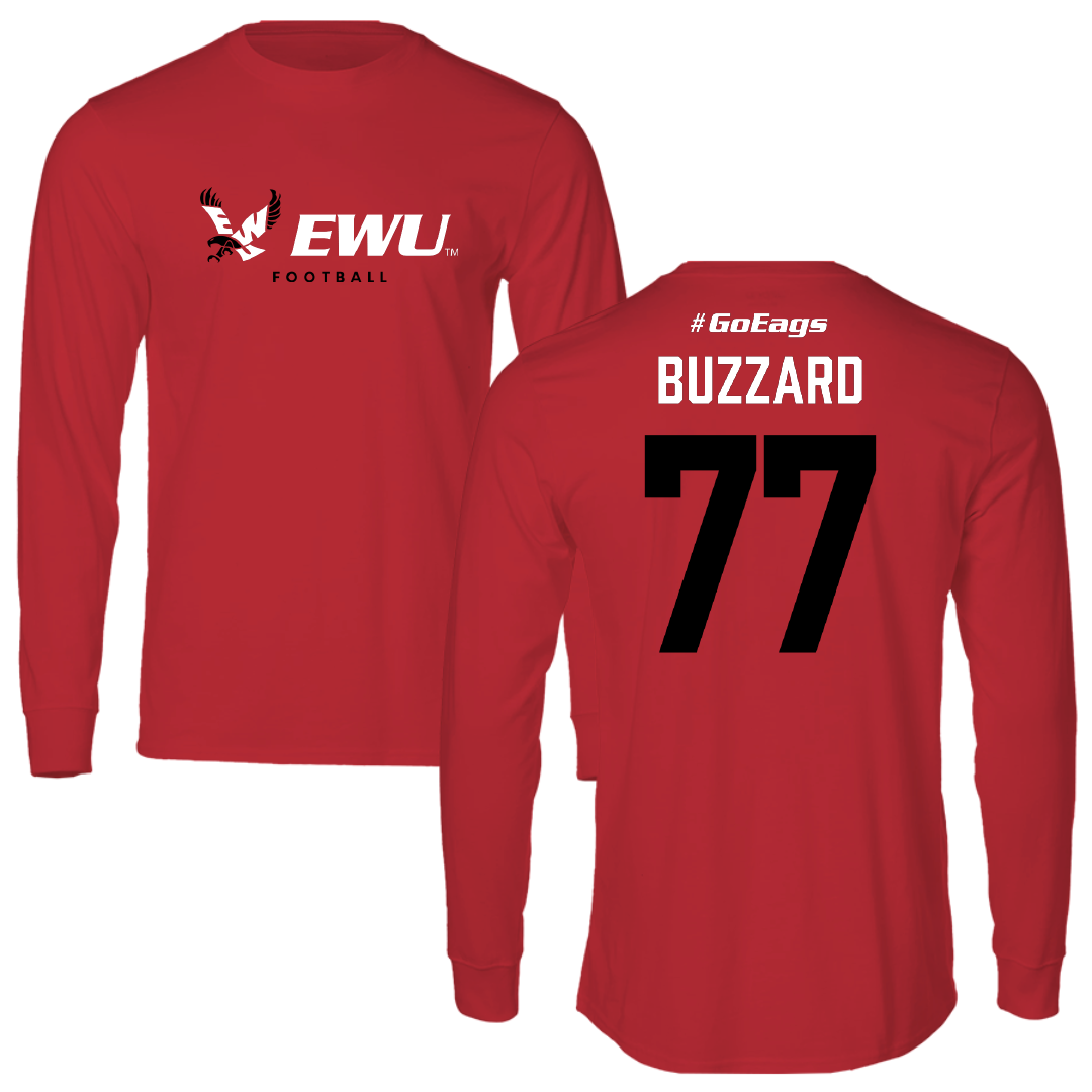Eastern Washington University Football Red Long Sleeve - #77 William Buzzard