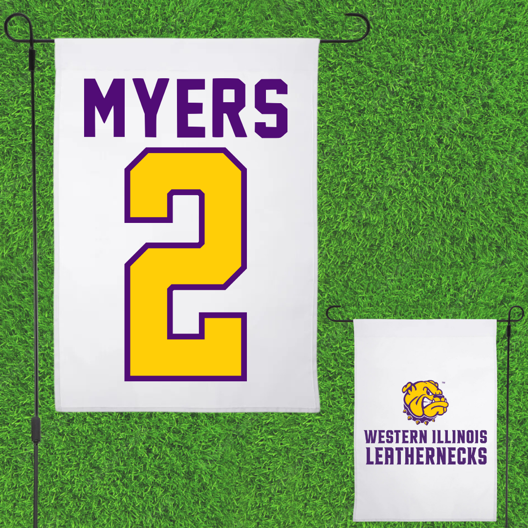 Western Illinois University Basketball White Garden Flag - #2 Ryan Myers