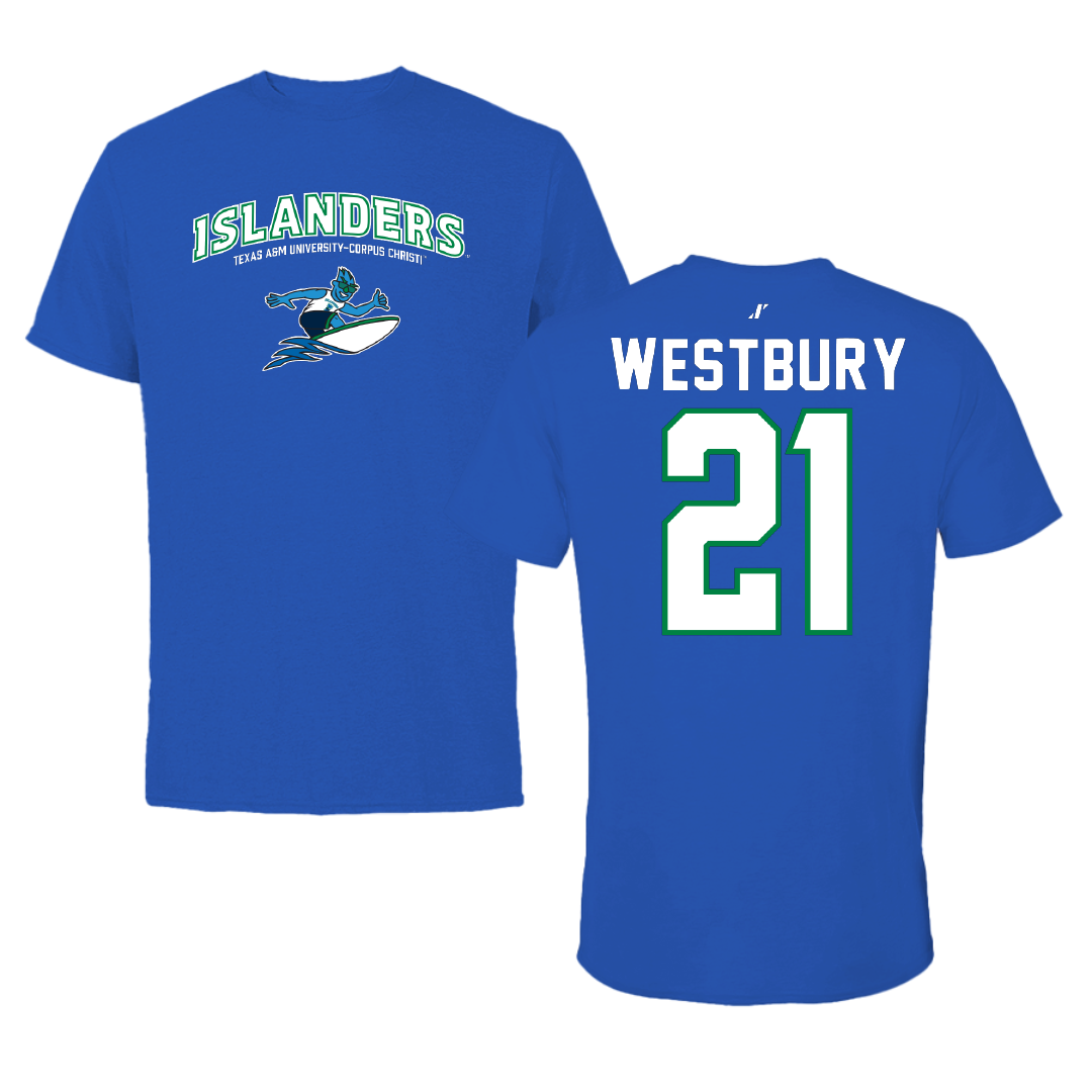 Texas A&M University-Corpus Christi Soccer Blue General Performance Tee - #21 Morgan Westbury