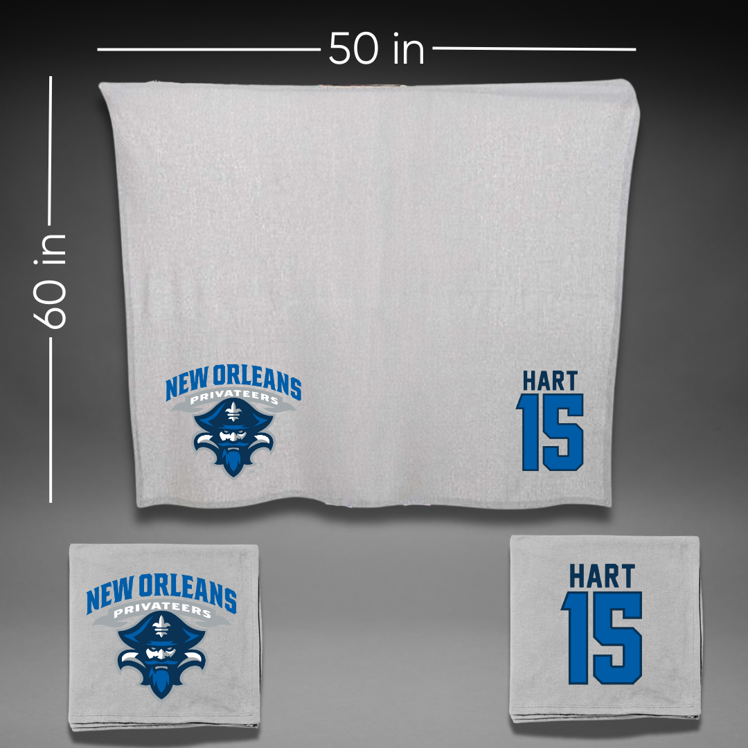 University of New Orleans Basketball Gray Blanket - #15 Carlos Hart