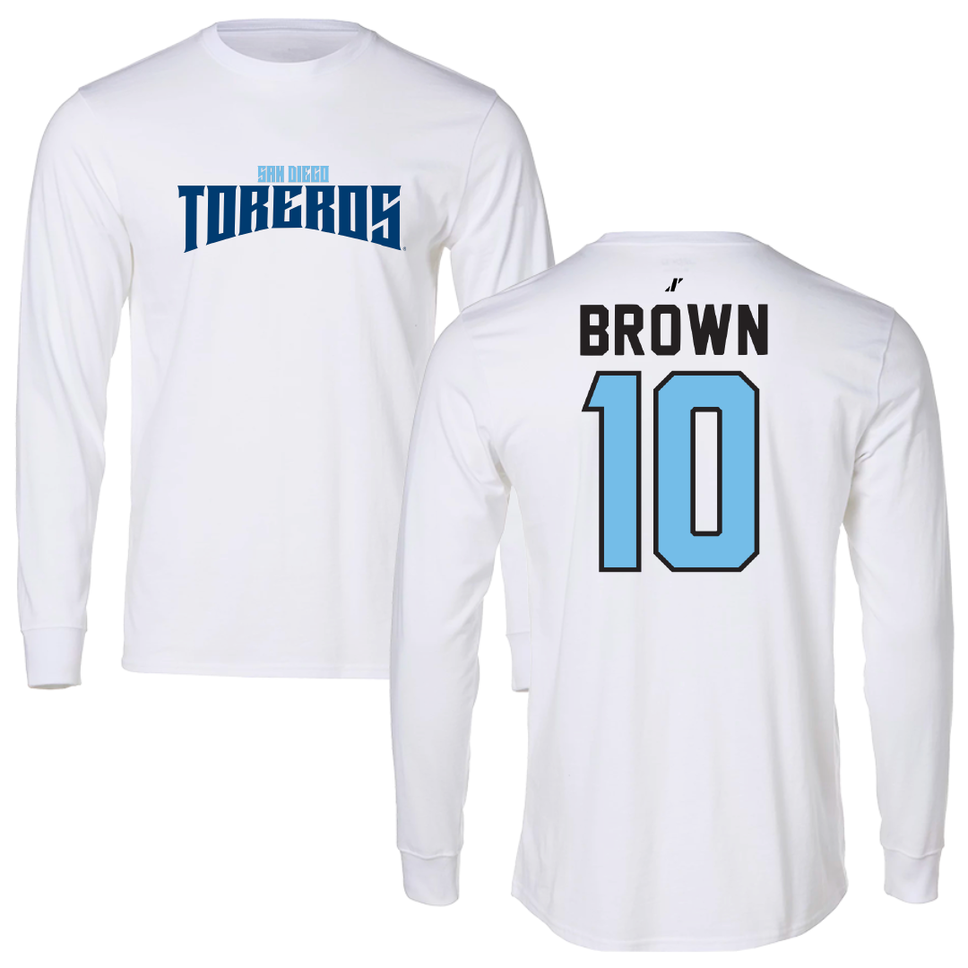 University of San Diego Football White Classic Long Sleeve - #10 Nathan Brown