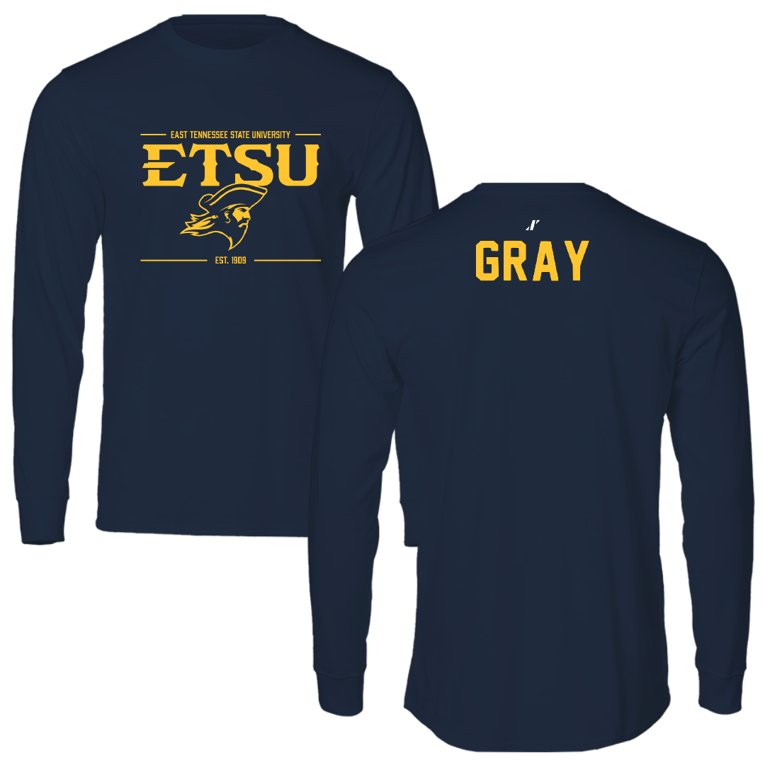 East Tennessee State University TF and XC Navy General Long Sleeve - Bonita Gray