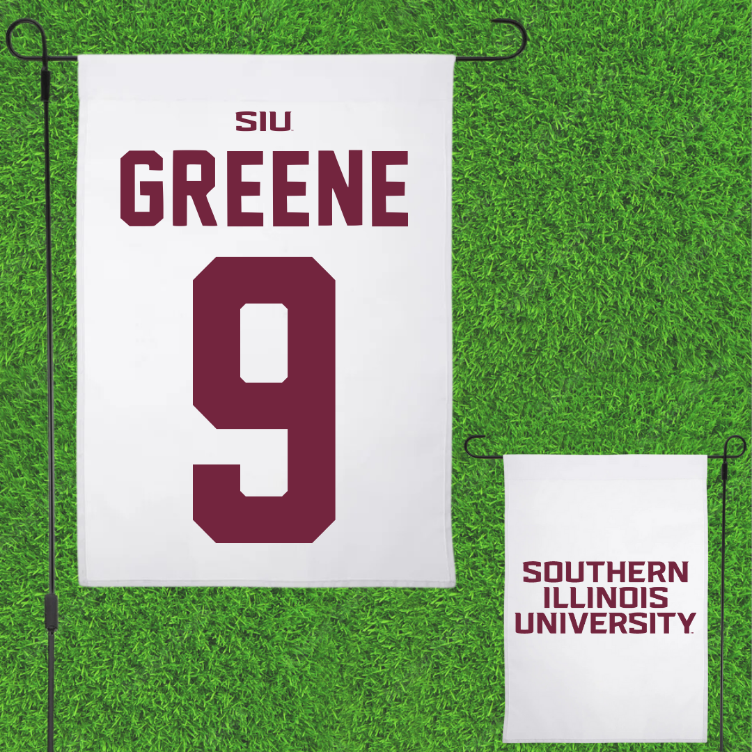 Southern Illinois University at Carbondale Football White Garden Flag - #9 Dewey Greene