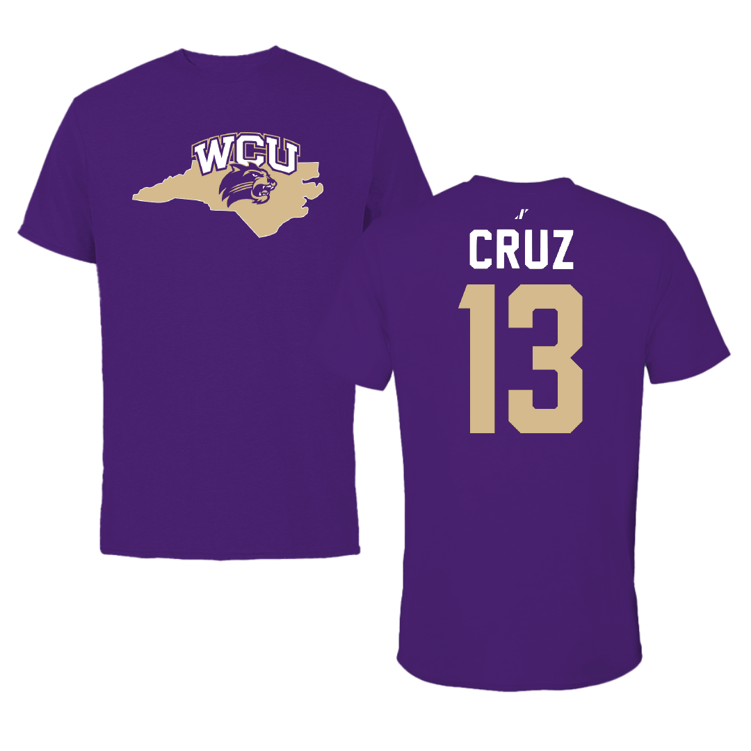 Western Carolina University Basketball Purple State Performance Tee - #13 Zanoria Cruz