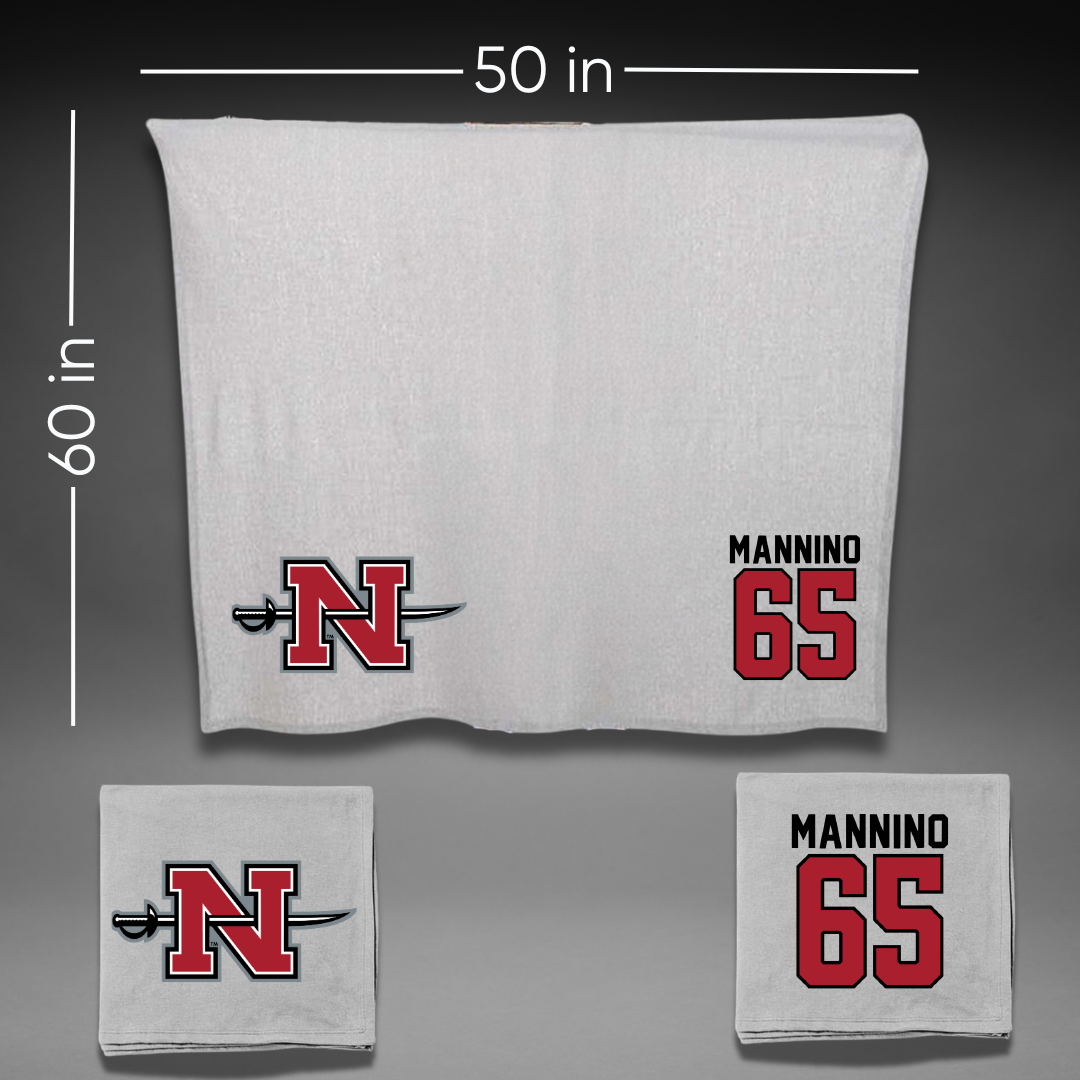 Nicholls State University Football Gray Blanket - #65 Christian Mannino