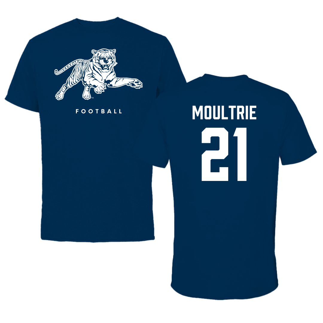 Jackson State University Football Navy Tee - #21 Desmond Moultrie