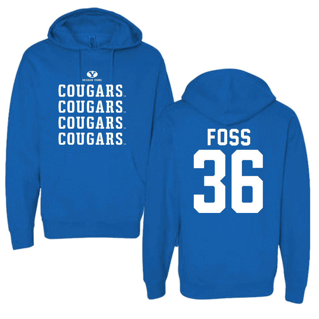 Brigham Young University Baseball Blue General Hoodie - #36 Carter Foss