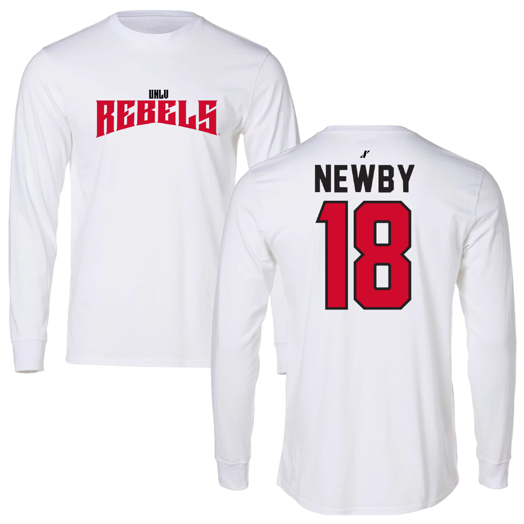 University of Nevada-Las Vegas Soccer White Classic Performance Long Sleeve - #18 Gianna Newby
