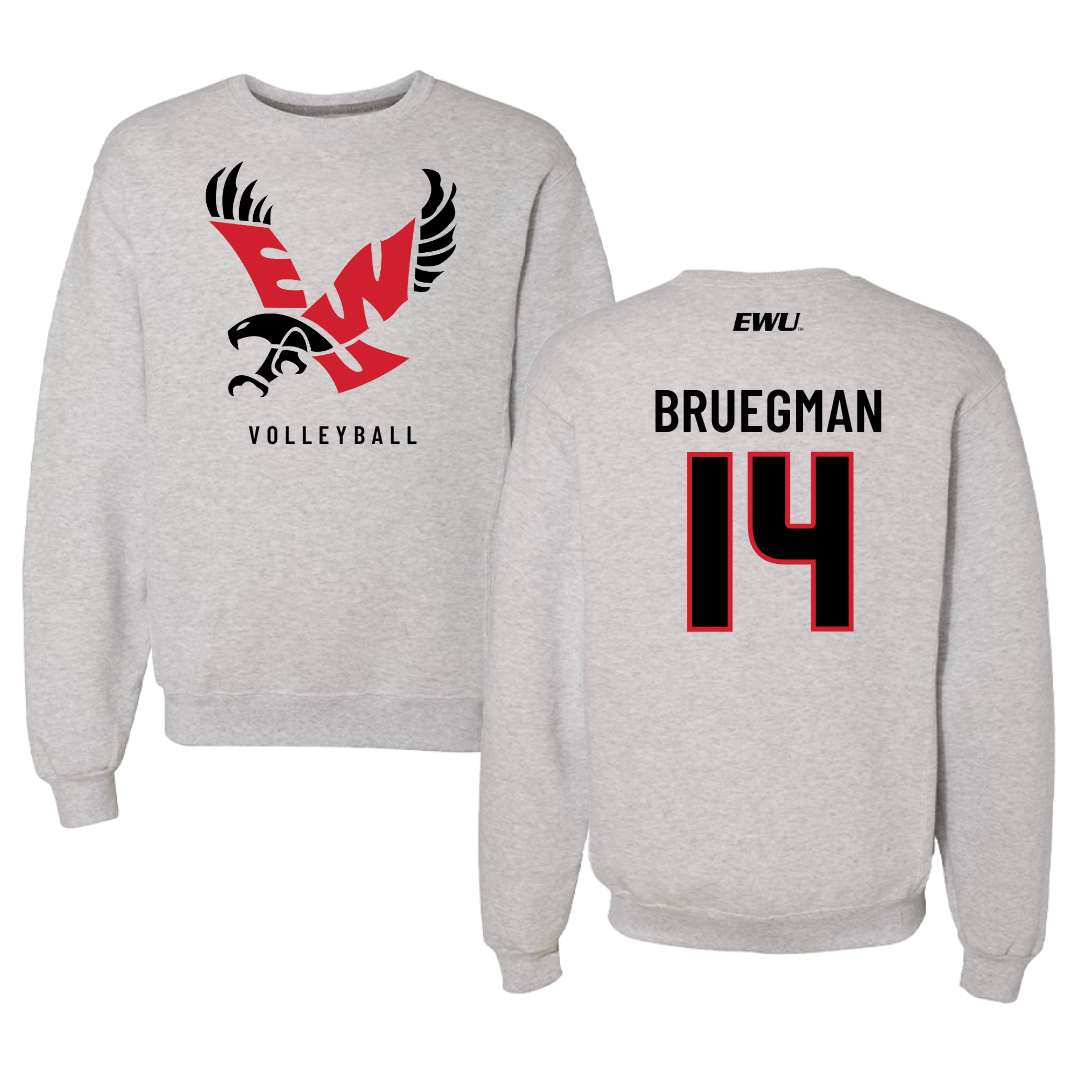 Eastern Washington University Volleyball Gray Crewneck - #14 Elle Bruegman