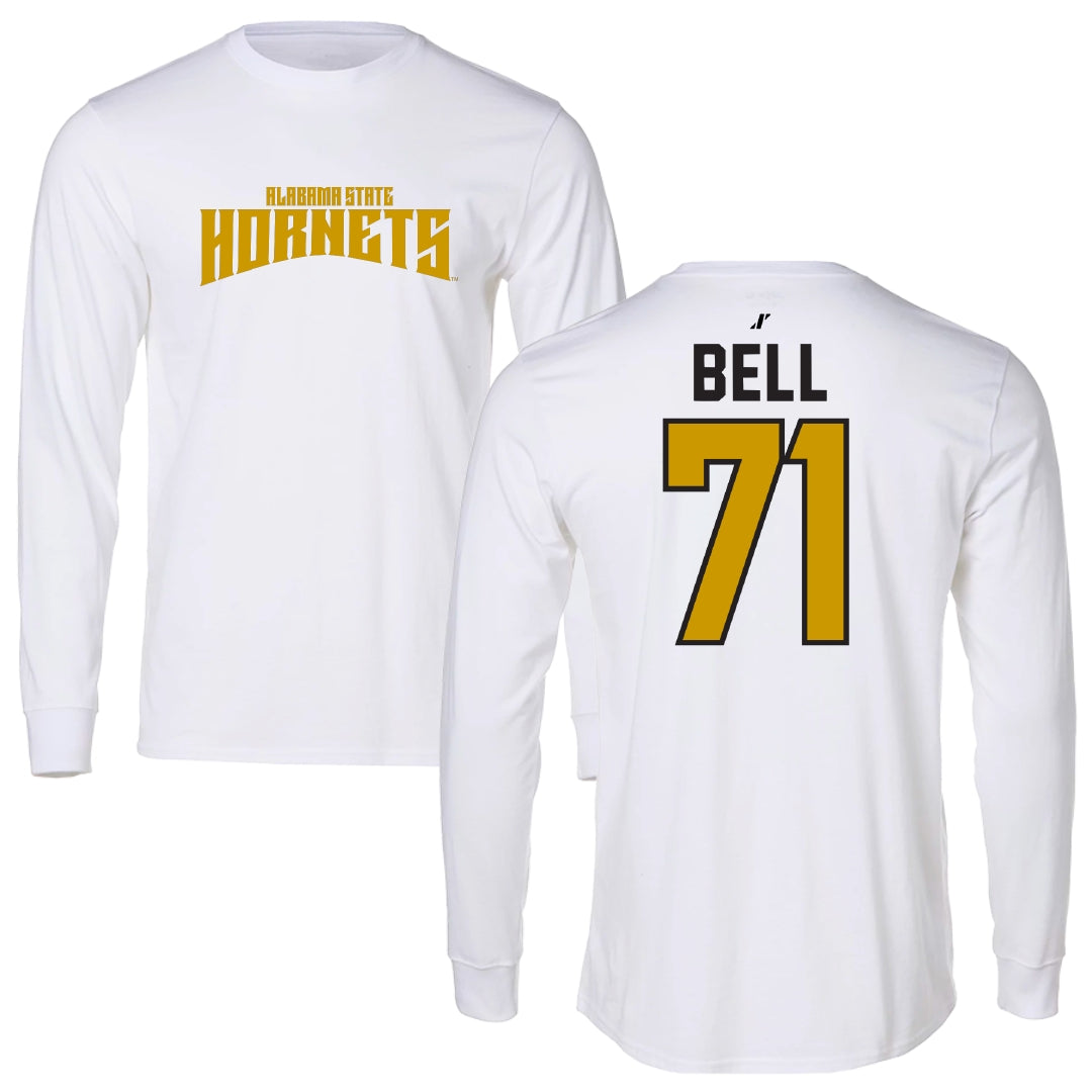 Alabama State University Football White Classic Performance Long Sleeve - #71 Kriston Bell