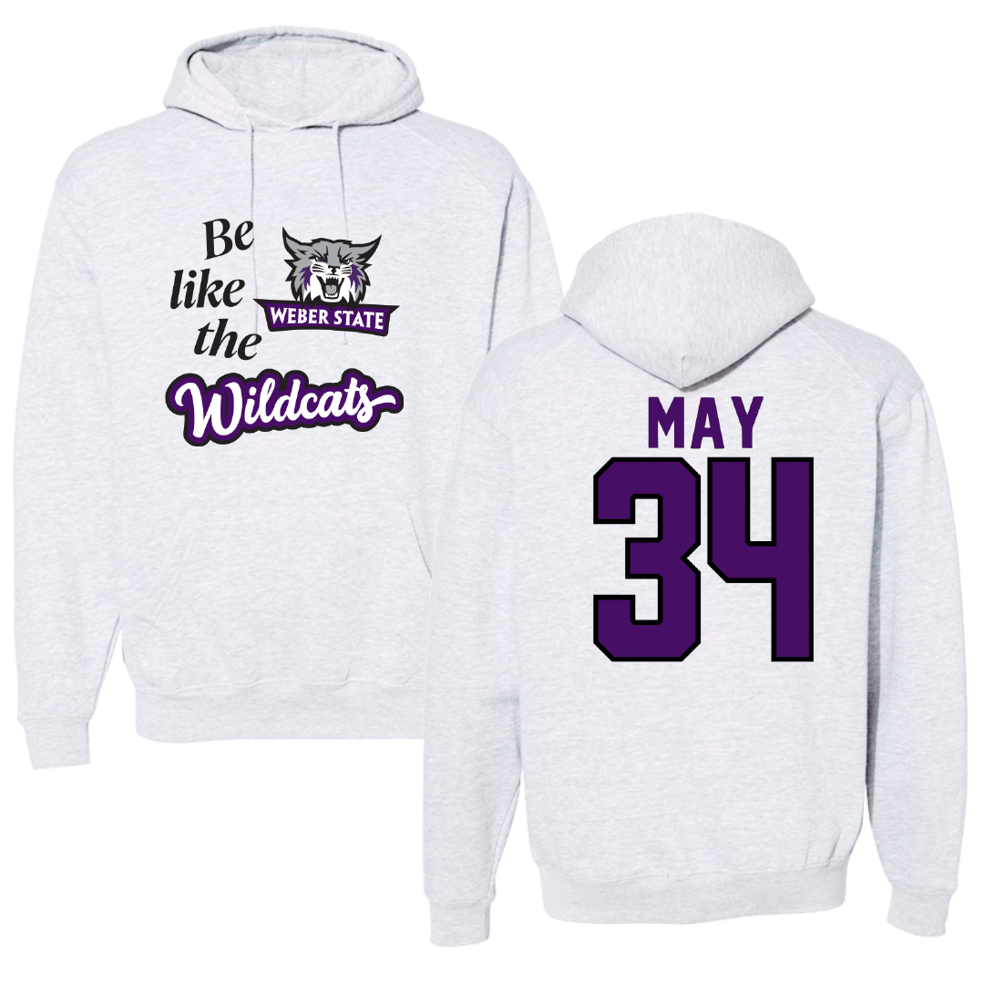 Weber State University Football Light Gray Be Like Us Hoodie - #34 Colter May