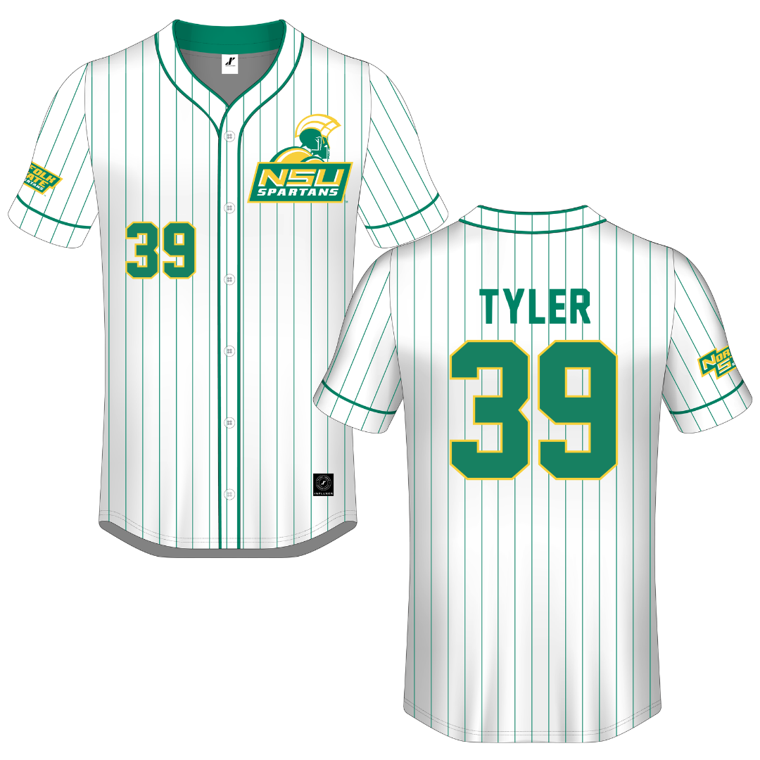 Norfolk State University White Pinstripe Button-Down Jersey - #39 Brierra Tyler