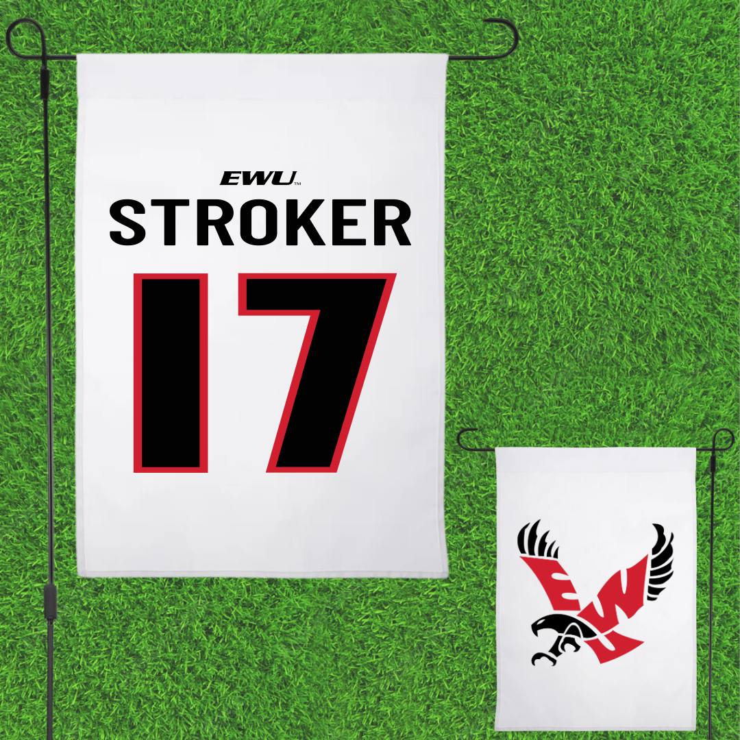 Eastern Washington University Soccer White Garden Flag - #17 Kyla Stroker