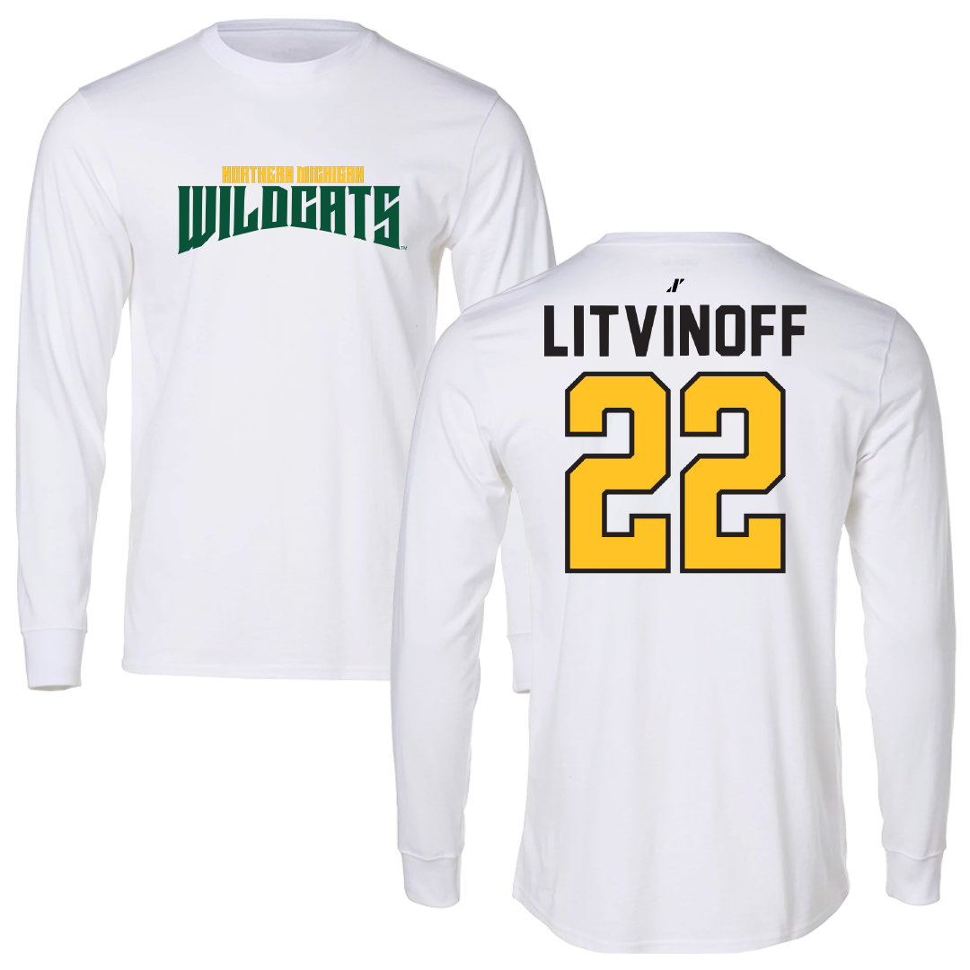 Northern Michigan University Basketball White Classic Long Sleeve - #22 Kennedy Litvinoff