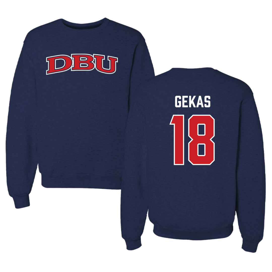Dallas Baptist University Soccer Navy DBU Crewneck - #18 Carly Gekas
