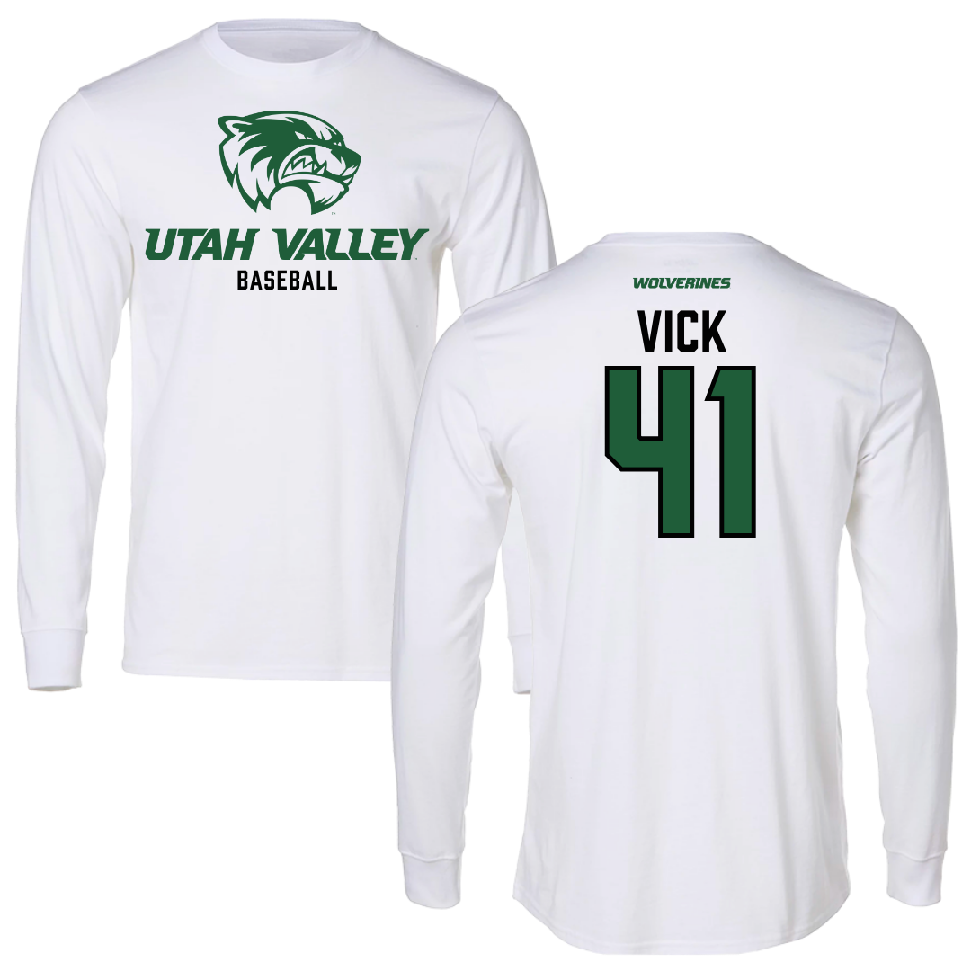 Utah Valley University Baseball White Long Sleeve - #41 Braxton Vick