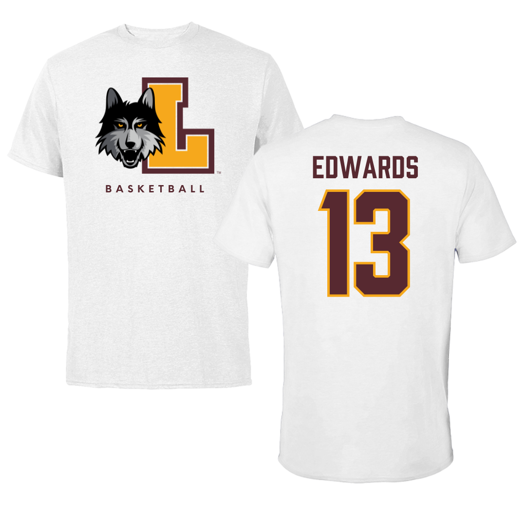 Loyola University-Chicago Basketball White Tee - #13 Sheldon Edwards