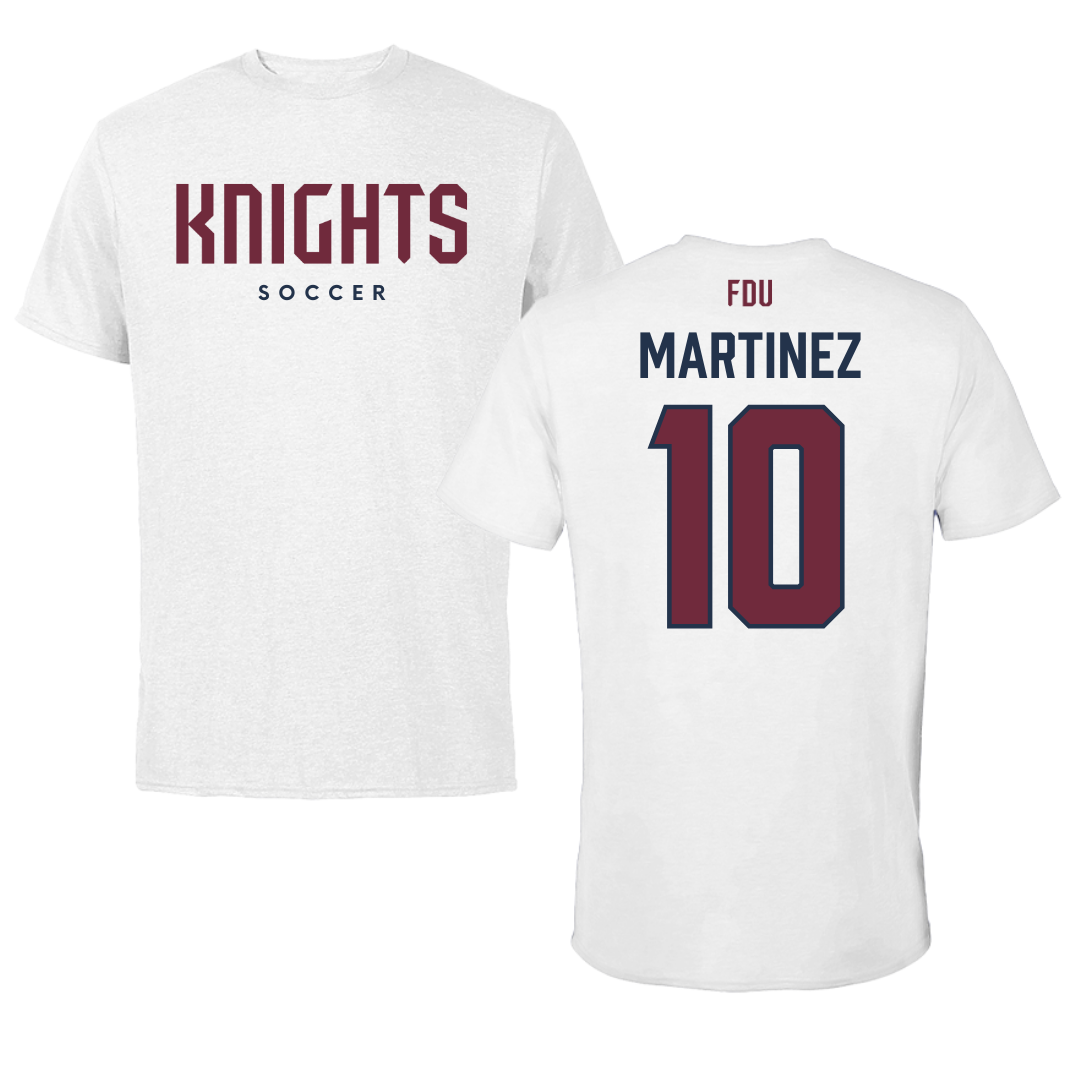 Fairleigh Dickinson University-Metropolitan Campus Soccer White Tee - #10 Laura Martinez