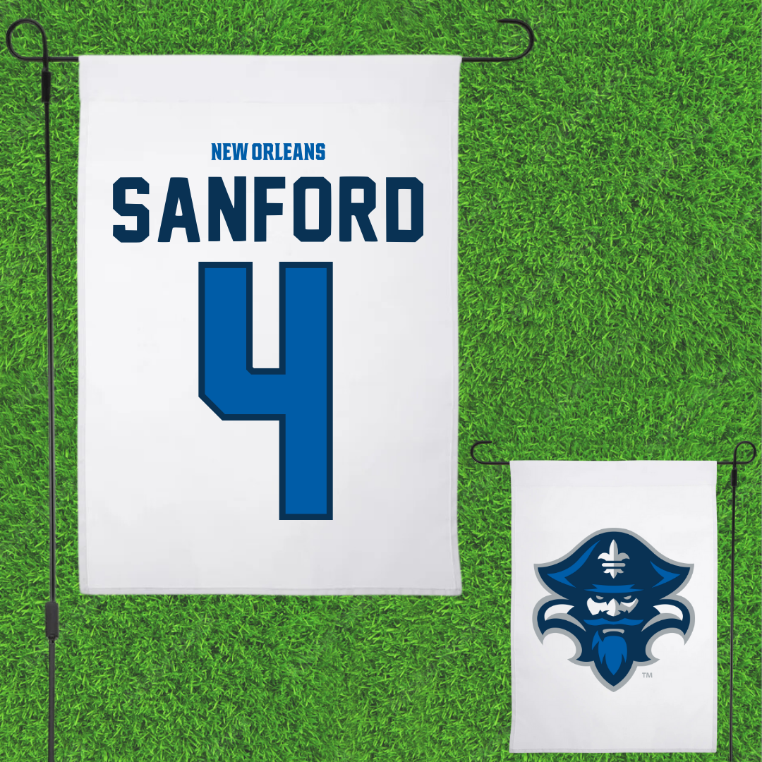 University of New Orleans Baseball White Garden Flag - #4 Mitchell Sanford
