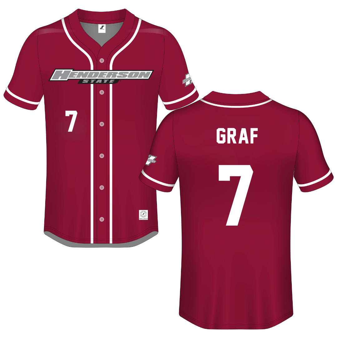 Henderson State University Red Button-Down Jersey - #7 Ty Graf