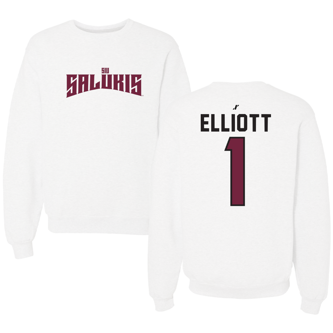 Southern Illinois University at Carbondale Football White Classic Crewneck - #1 Romeir Elliott