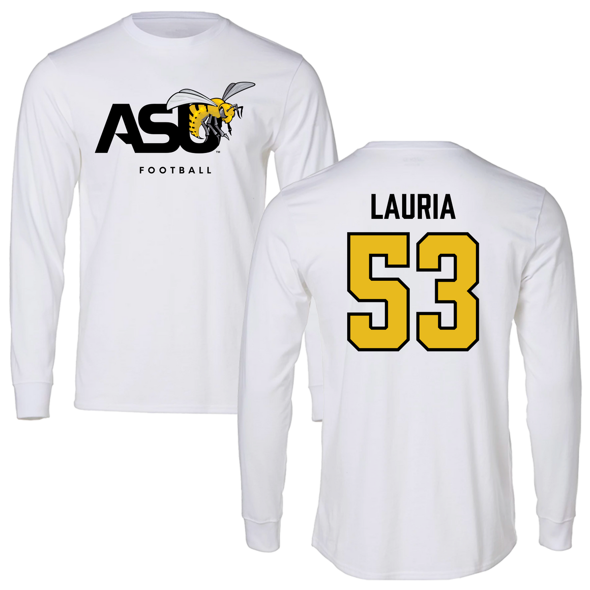 Alabama State University Football White Long Sleeve - #53 Thomas Lauria