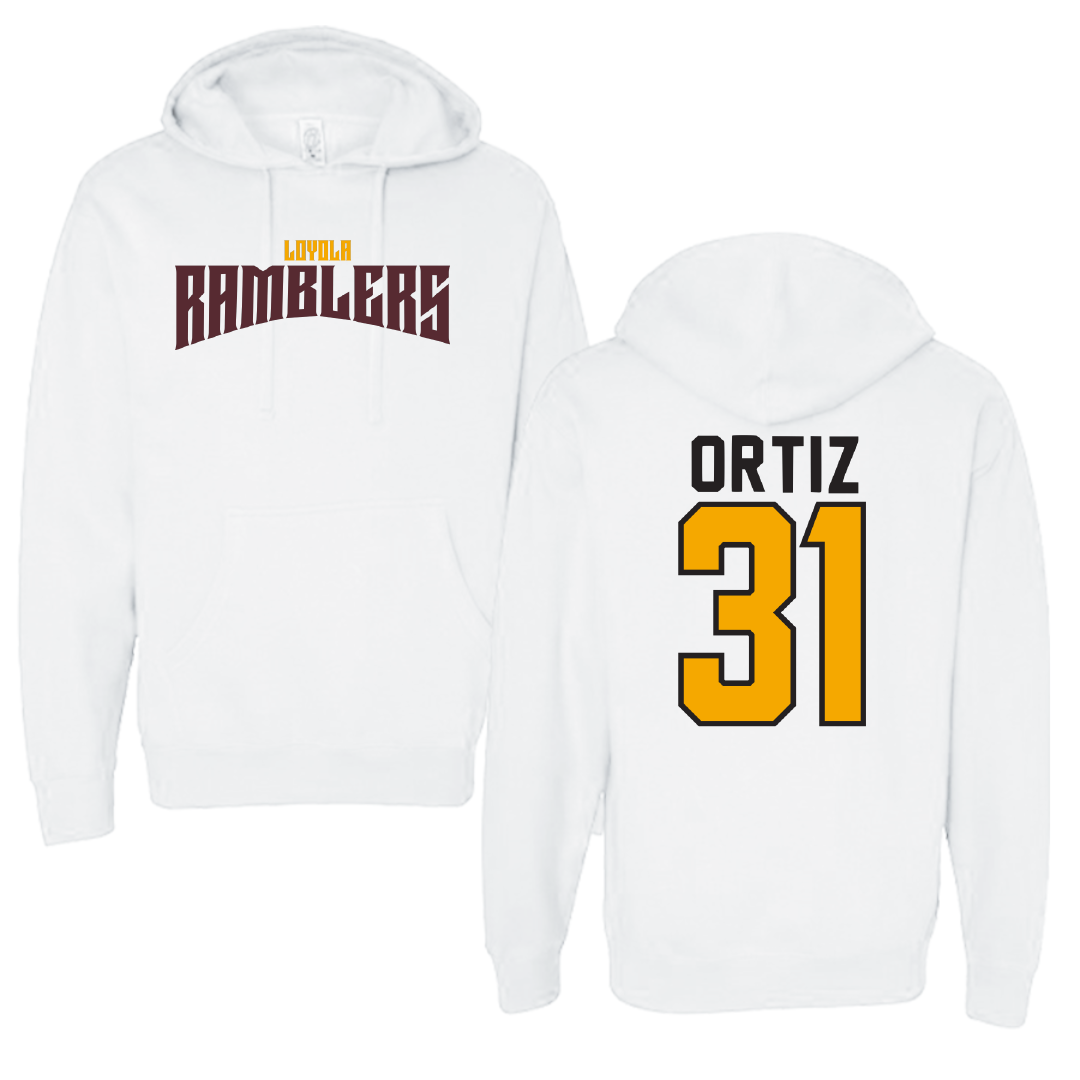 Loyola University-Chicago Soccer White Classic Hoodie - #31 Alex Ortiz