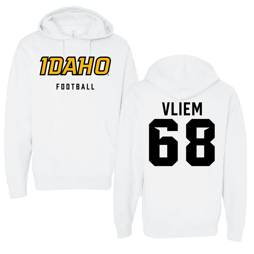 University of Idaho Football White Idaho Hoodie - #68 Charlie Vliem