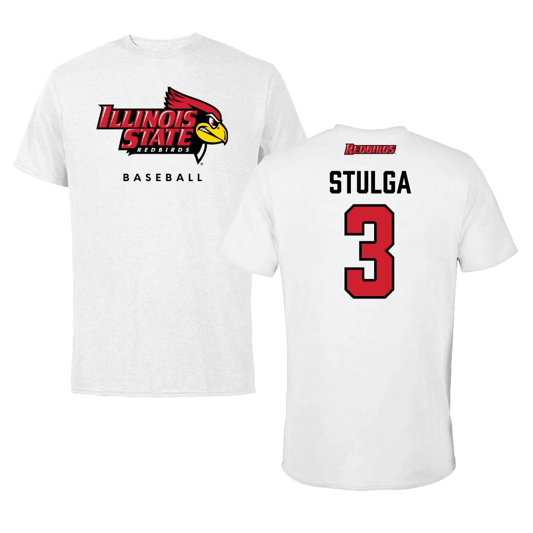 Illinois State University Baseball White Performance Tee - #3 Luke Stulga