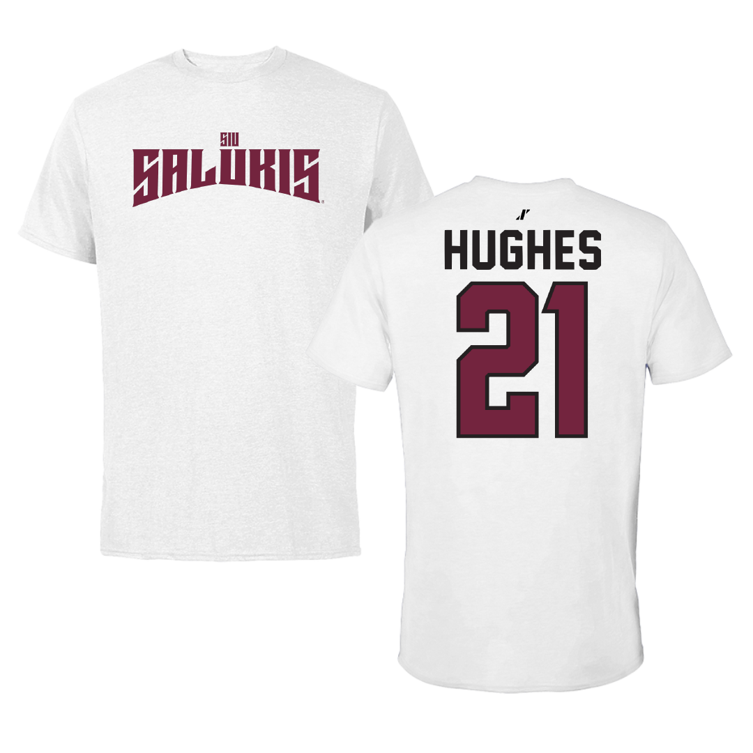 Southern Illinois University at Carbondale Basketball White Classic Tee - #21 Seairra Hughes