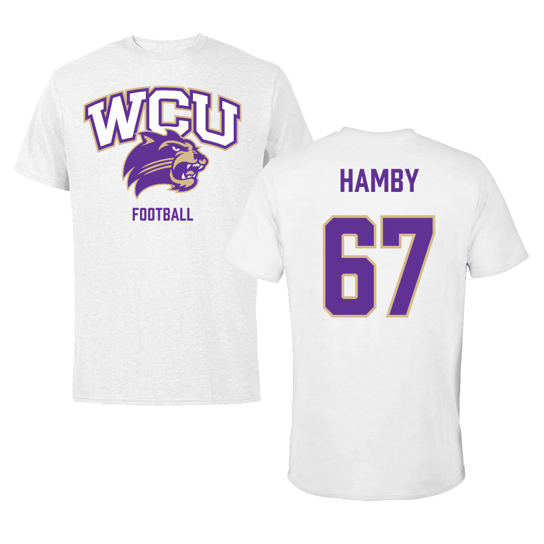 Western Carolina University Football White Tee - #67 Steven Hamby